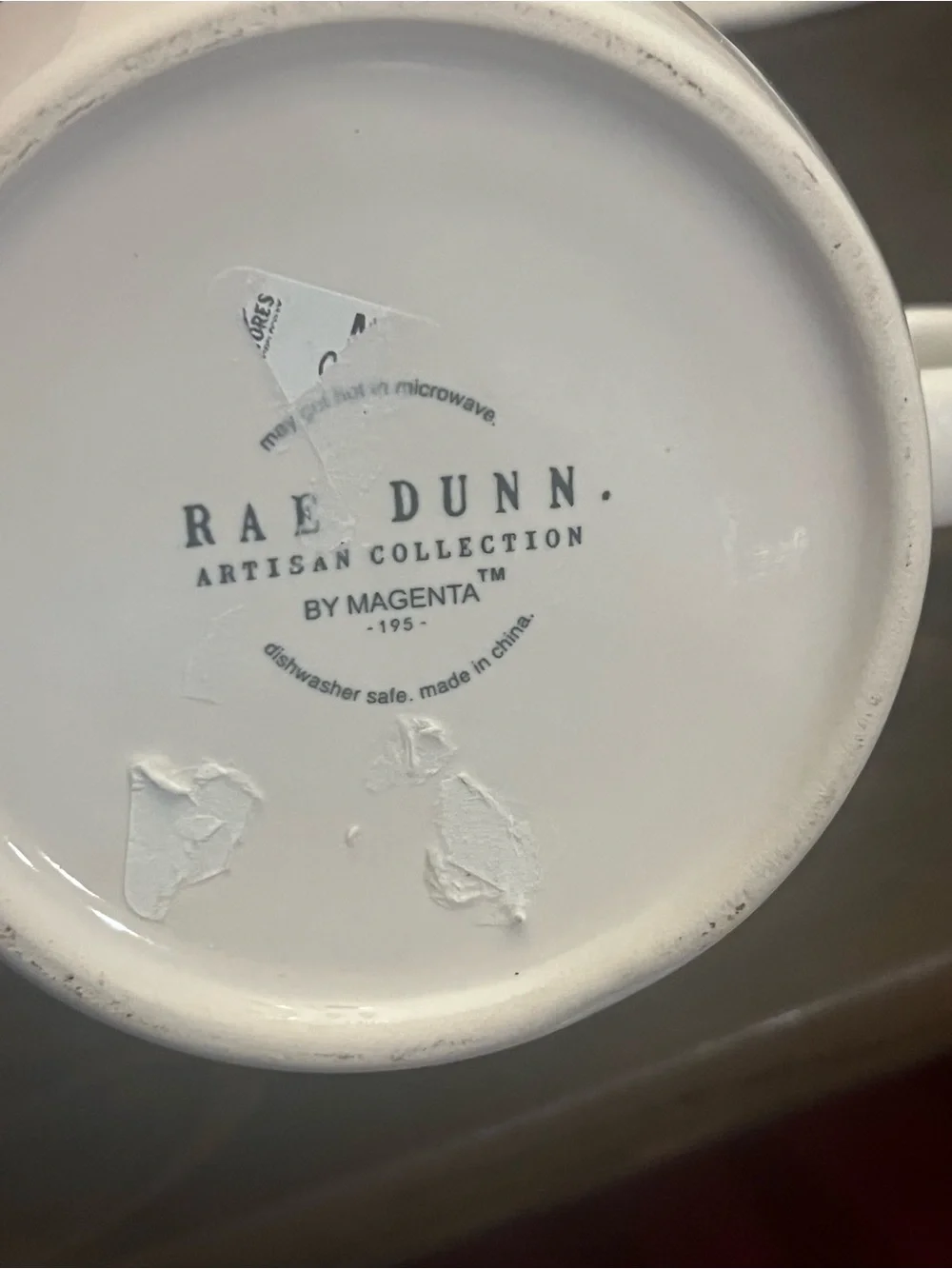 Rae Dunn YUM White Ceramic Mug with Handle